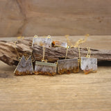 Golden Chains Citrine Geode Druzy Pendant