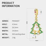 Golden Christmas Tree Star Dangle Charm S925 Sterling Silver Bead