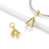 Golden Christmas Tree Star Dangle Charm S925 Sterling Silver Bead