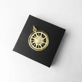 Golden Circle Sun Pendant 925 Sterling Silver Fine Women Jewelry