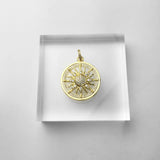 Golden Circle Sun Pendant 925 Sterling Silver Fine Women Jewelry