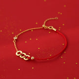 Gold Coin Red Rope Bracelet Festive Jewelry