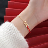 Golden Coin Red Rope Bracelet Festive Jewelry