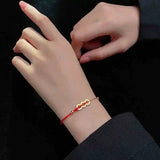 Gold Coin Red Rope Bracelet Festive Jewelry
