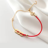 Gold Coin Red Rope Bracelet Festive Jewelry