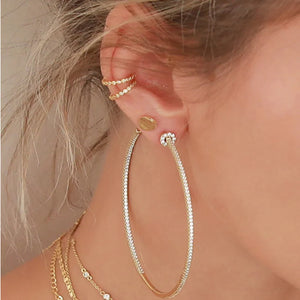 Golden Zircon Alloy Electroplating Earrings for Women