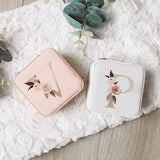 Golden Dead Leaves Letters Jewelry Boxes Organizer Display Travel Jewelry Case