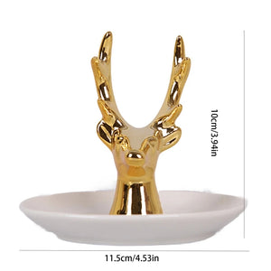 Golden Deer Head Jewelry Plate Organizer