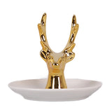 Golden Deer Head Jewelry Plate Organizer