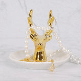 Golden Deer Head Jewelry Plate Organizer