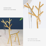 Golden Deer Jewelry Display Stand Necklace Earrings Organizer