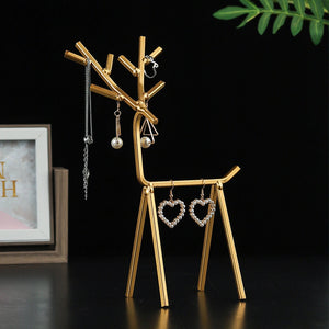 Golden Deer Jewelry Display Stand Necklace Earrings Organizer