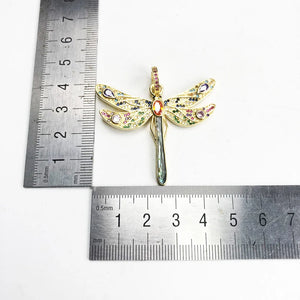 Golden Dragonfly Pendant, Spring Jewelry 925 Sterling Silver Bohemia Gift