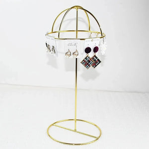 Golden Earring Stand Jewelry Storage Hat Necklace Ring Metal Display