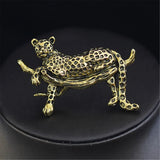 Golden Enamel Leopard Brooches for Women Animal Pins Coat Accessories