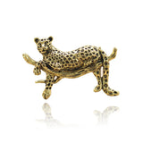 Golden Enamel Leopard Brooches for Women Animal Pins Coat Accessories