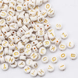 Golden Letter Acrylic Beads 4x7mm Round Alphabet Jewelry Making DIY