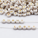 Golden Letter Acrylic Beads 4x7mm Round Alphabet Jewelry Making DIY