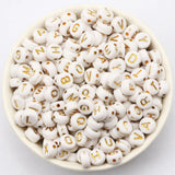 Golden Letter Acrylic Beads 4x7mm Round Alphabet Jewelry Making DIY