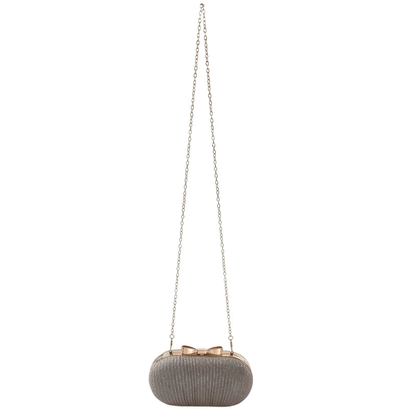 Golden Metal Bow Clutch Bag Evening Purse