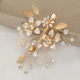 Golden Flower Bridal Hair Barrettes Clip