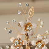 Golden Flower Bridal Hair Barrettes Clip