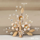 Golden Flower Bridal Hair Barrettes Clip