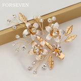 Golden Flower Bridal Hair Barrettes Clip