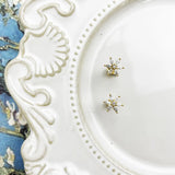 Golden Flower Ear Studs 925 Silver Zircon Stones Women Fine Earrings