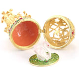Golden Flowers Faberge-Egg Hand Painted Trinket Box