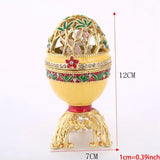 Golden Flowers Faberge-Egg Hand Painted Trinket Box