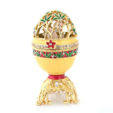 Golden Flowers Faberge-Egg Hand Painted Trinket Box