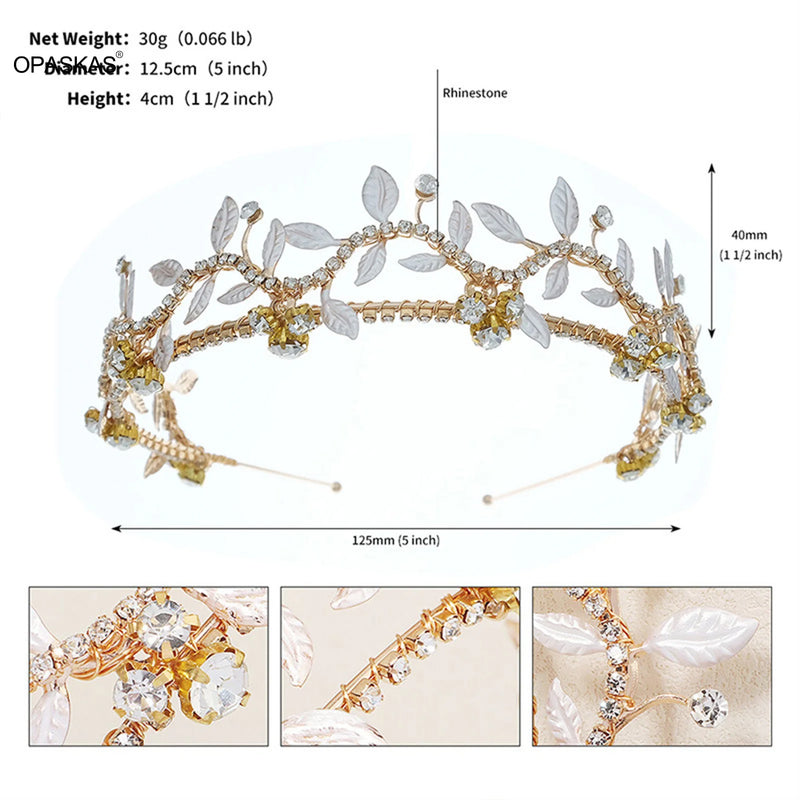 Golden Hairband Hairpin Wedding Hair Accessories Rhinestone Pearls