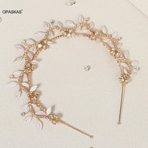 Golden Hairband Hairpin Wedding Hair Accessories Rhinestone Pearls