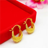 Golden Hoop Earrings Geometry Jewelry For Women Retro Girl Earrings Gift