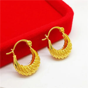 Golden Hoop Earrings Geometry Jewelry For Women Retro Girl Earrings Gift