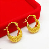 Golden Hoop Earrings Geometry Jewelry For Women Retro Girl Earrings Gift