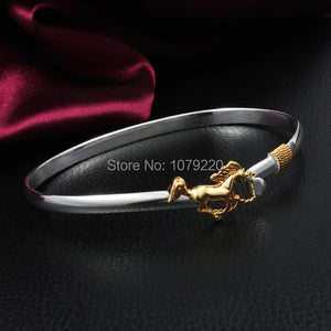 Golden Horse Bracelet Women Girl Charm Silver Bangle Jewelry