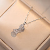 Golden Hourglass Necklace with Zircon Stone Rotating Eternal Pendant