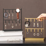 Golden Jewelry Stand Earring Hook Display Stand Necklace Hanger