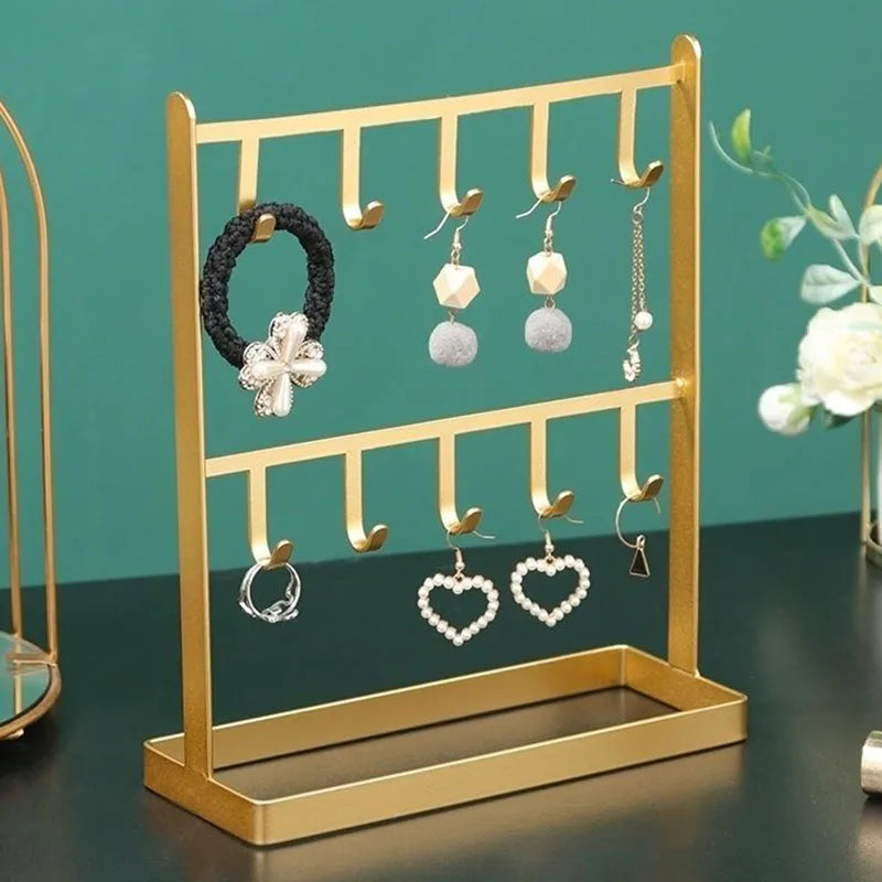 Golden Jewelry Stand Earring Hook Display Stand Necklace Hanger