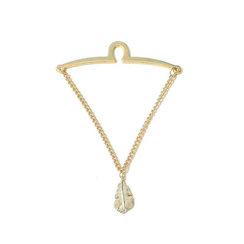 Golden Leaf Tie Clip Shirt Concealed Button No Trace Ties Clips