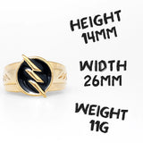 Golden Lightning Men Rings Stainless Steel Hip Hop Plated Class