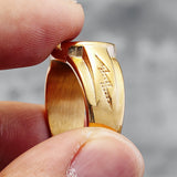 Golden Lightning Men Rings Stainless Steel Hip Hop Plated Class