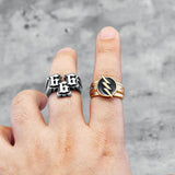 Golden Lightning Men Rings Stainless Steel Hip Hop Plated Class