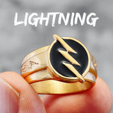 Golden Lightning Men Rings Stainless Steel Hip Hop Plated Class