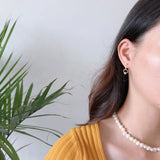 925 Silver Key Stud Earrings with Pearls - Prom Jewelry Gift