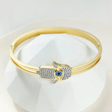 Golden Lucky Hamsa Hand Bracelet EVIL Eye Bangles