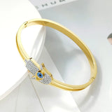 Golden Lucky Hamsa Hand Bracelet EVIL Eye Bangles