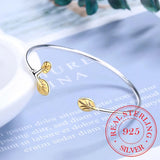 925 Silver Bangles Women's Sweet Opening Cuff Bracelet